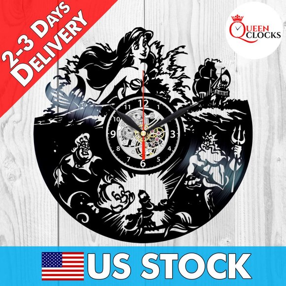 The Little Mermaid Clock Vinyl Record Wall Decor - Picture 1 of 2